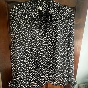 Elan black blouse with white stars